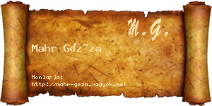 Mahr Géza névjegykártya