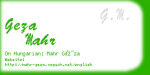 geza mahr business card